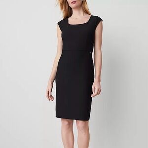 Ann Taylor Petite Scoop Neck Dress in Black Bi-Stretch